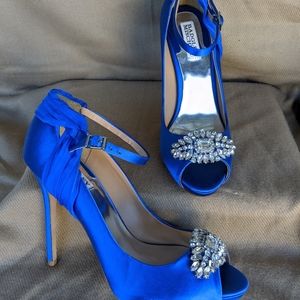 Badgley Mischka | Blue Satin 4.5" Peep Toe